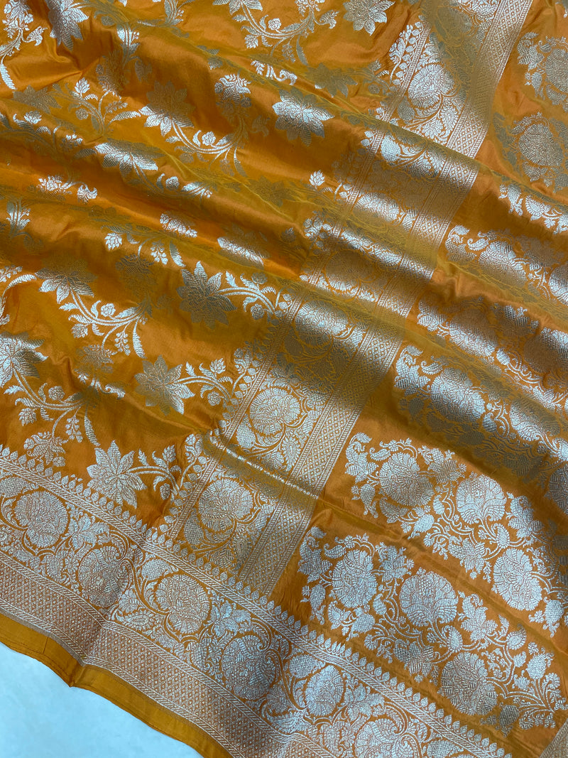 Pure Katan Silk Banarasi Handloom Saree - All Over Jaal Work - The Handlooms