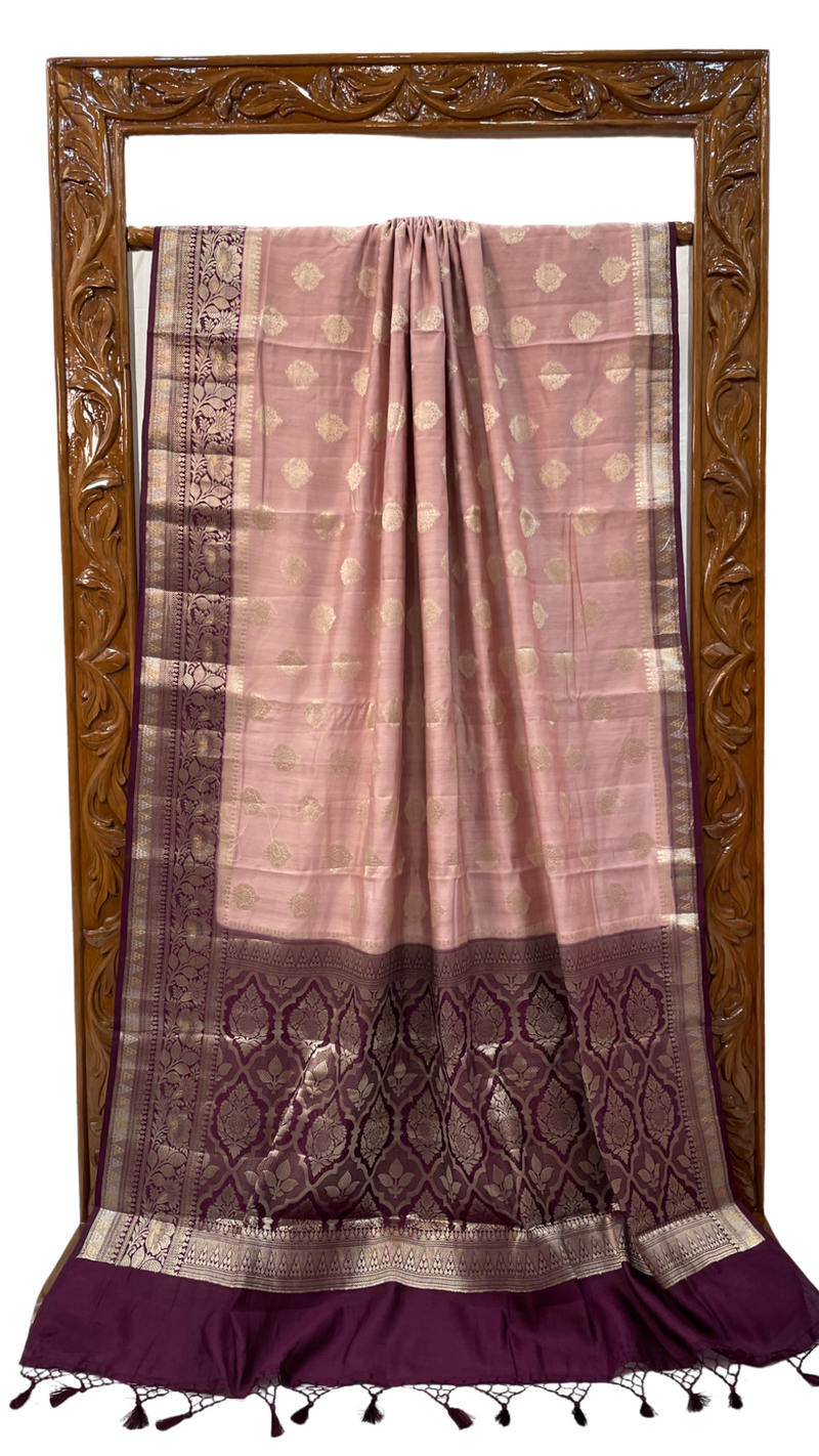 Pure Dupion Silk Banarasi Saree - Gold Zari - The Handlooms