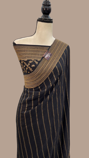Pure Khaddi Crepe Georgette Banarasi Saree -  Antique zari - The Handlooms
