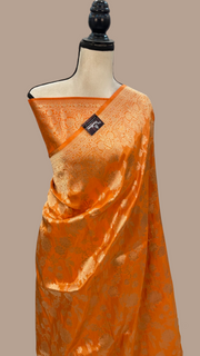 Pure Tissue Katan Silk Banarasi Handloom Saree - All over Jaal work - The Handlooms