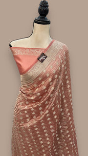 Pure Kora Tissue Crush Handloom Banarasi Saree - The Handlooms