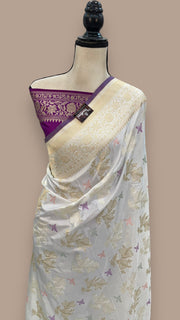 Ektara Pure Katan Silk Banarasi Handloom Saree - All over kadiyal Jaal work - The Handlooms