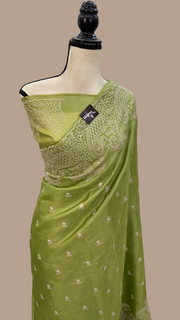 Tussar Silk Handloom Banarasi Saree With Chikankari - The Handlooms