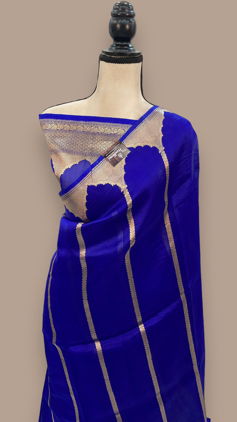 Royal Blue Pure Kora Handloom Banarasi Saree - The Handlooms