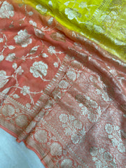 Khaddi Georgette Handloom Banarasi Saree - The Handlooms