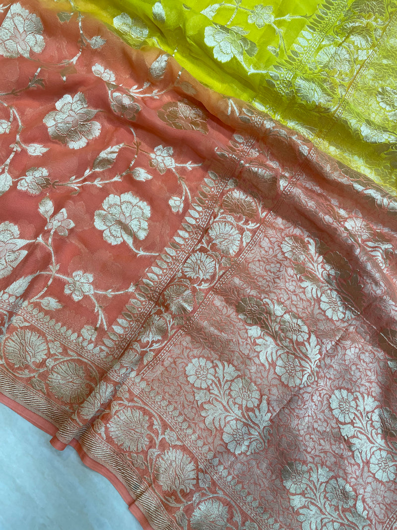 Khaddi Georgette Handloom Banarasi Saree - The Handlooms