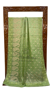 Tussar Silk Handloom Banarasi Saree With Chikankari - The Handlooms