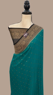Pure Khaddi Georgette Banarasi Saree -  Antique zari - The Handlooms