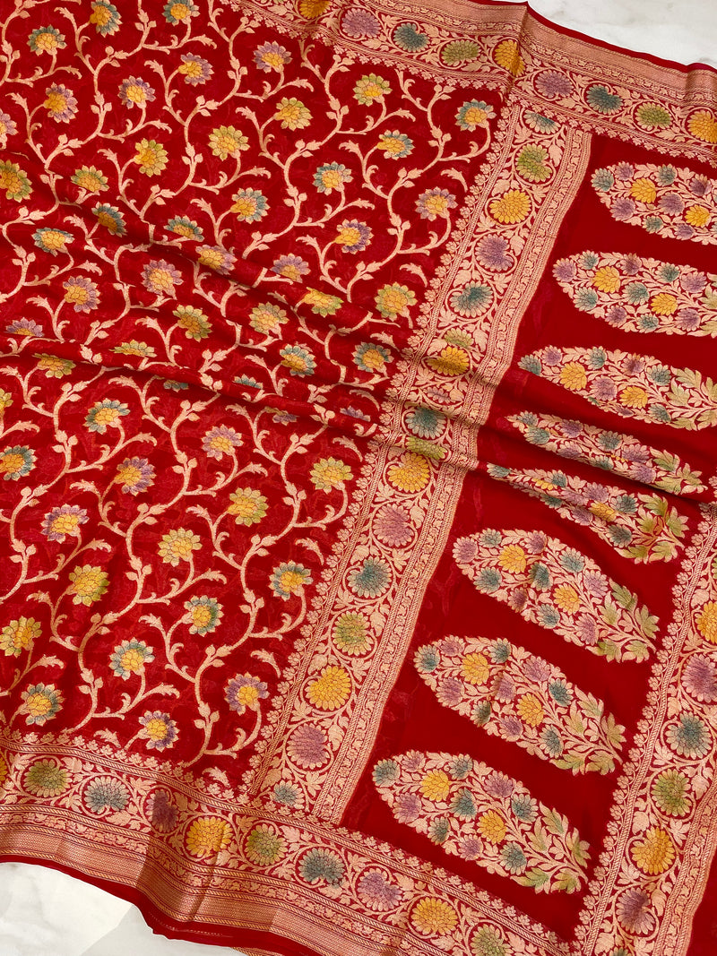 Pure Chiffon Khaddi Banarasi Saree - The Handlooms