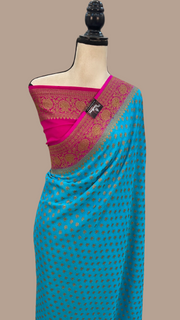 Khaddi Georgette Handloom Banarasi Saree -  Antique zari - The Handlooms