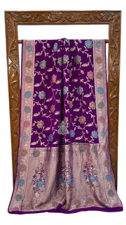 Khaddi Georgette Handloom Banarasi Saree - All over Jaal Work With Meenakari - The Handlooms