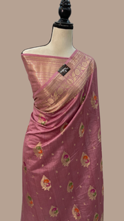 Pure Dupion Silk Banarasi Saree - Gold Zari - The Handlooms