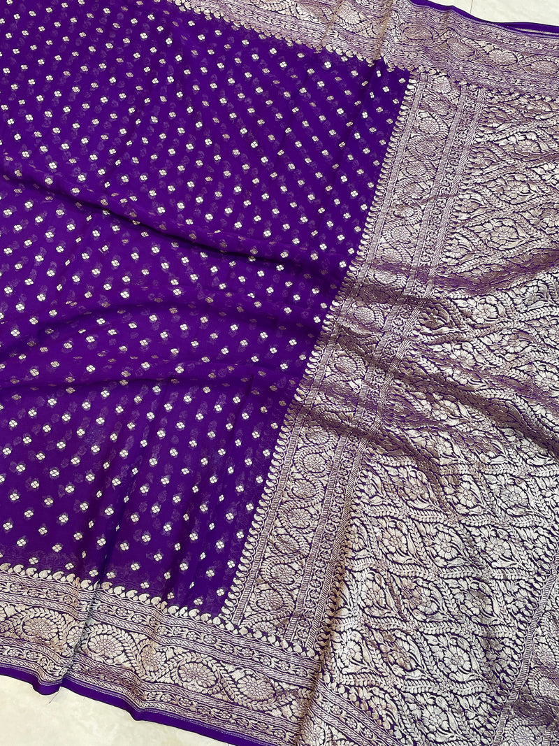 Pure Khaddi Georgette Dupatta - water zari - The Handlooms