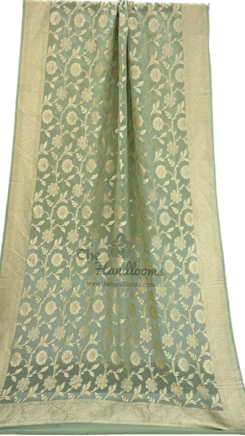 Pure Khaddi Georgette Dupatta - water zari - The Handlooms