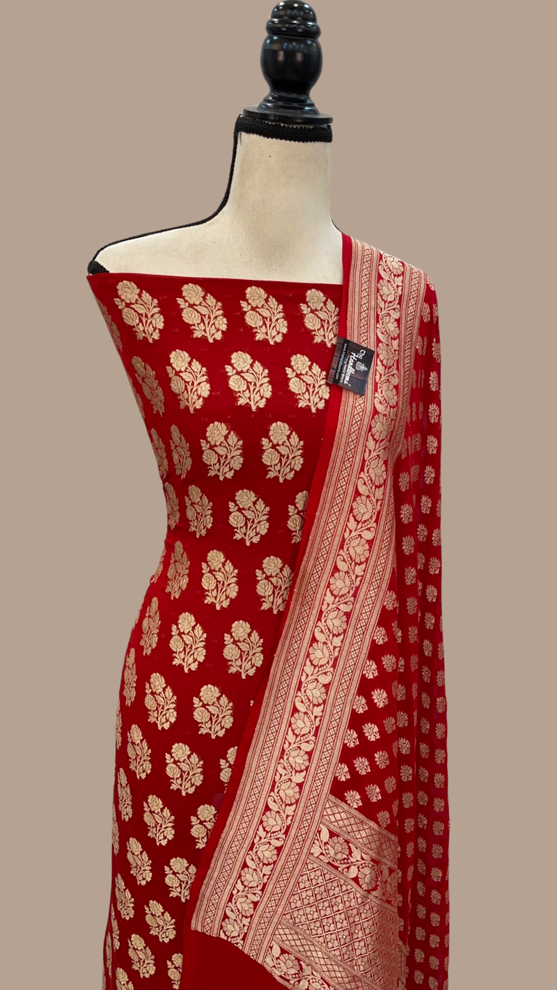 Pure Khaddi Georgette Banarasi Dress material - The Handlooms