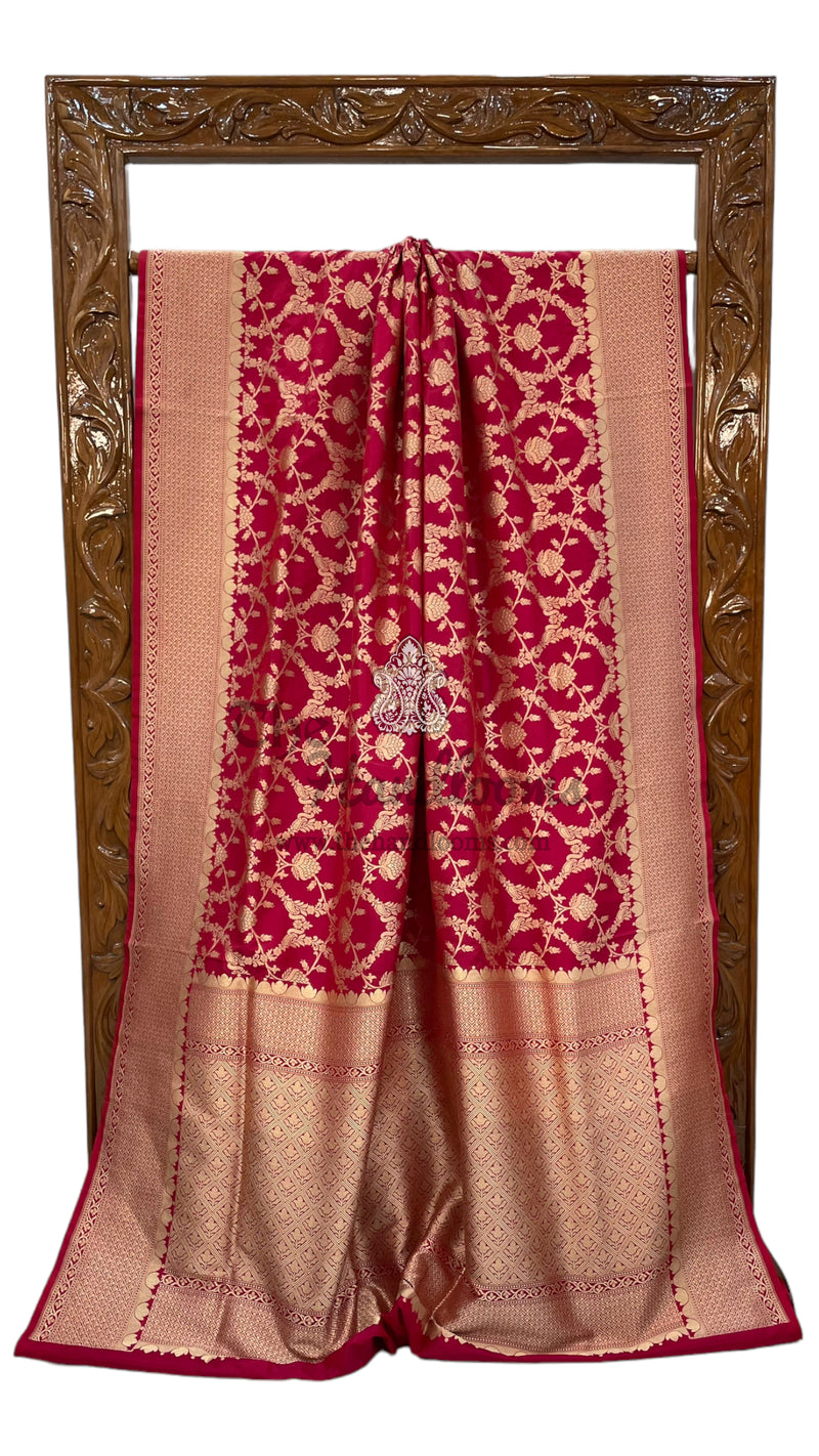 Pure Katan Silk Banarasi Handloom Saree - All Over Jaal Work - The Handlooms