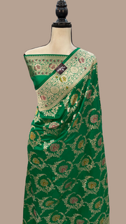 Pure Katan Silk Banarasi Handloom Saree - All over Jaal work with Meenakari - The Handlooms