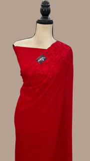 Pure Georgette Chikankari Handloom Banarasi Saree - The Handlooms