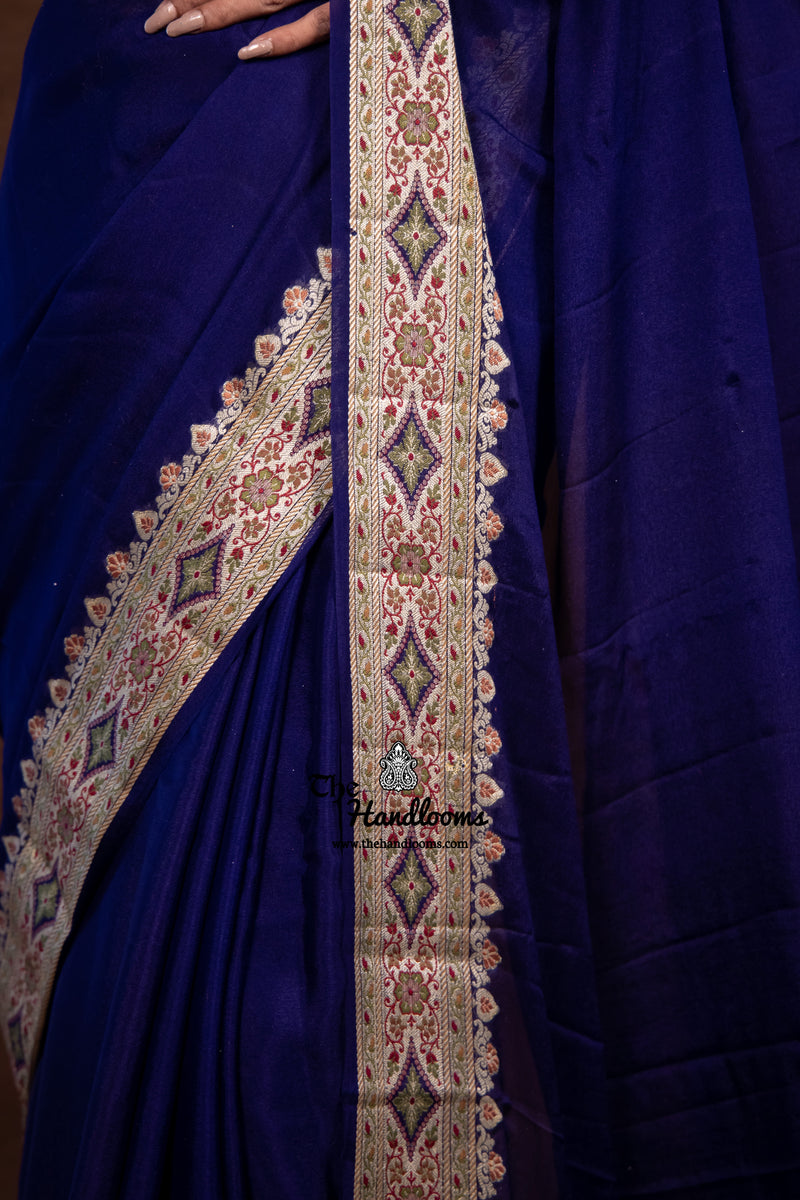 Blue Pure Chiffon Khaddi Banarasi Saree - The Handlooms