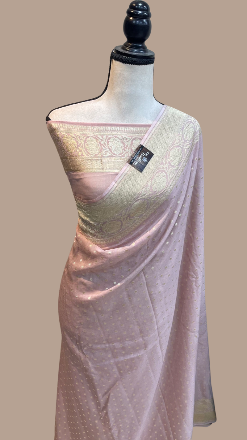 Moonga Georgette Handloom Banarasi Saree - The Handlooms