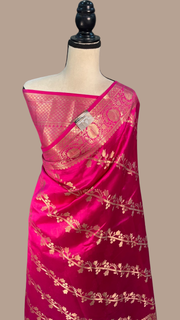 Pure Dupion Silk Banarasi Saree - Gold Zari - The Handlooms