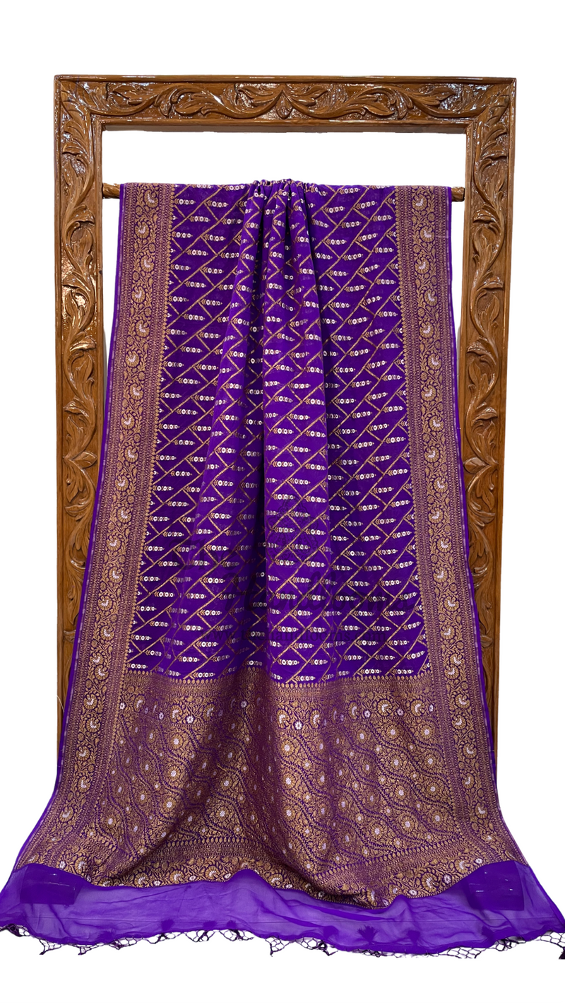 Khaddi Georgette Banarasi Saree -  Antique Roopa zari - The Handlooms