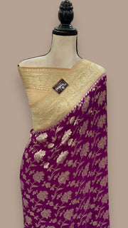 Pure Khaddi Georgette Handloom Banarasi Saree - Water zari - The Handlooms