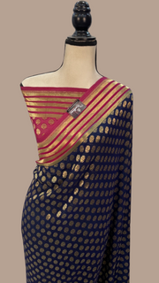 Khaddi Georgette Banarasi Saree - Gold zari - The Handlooms
