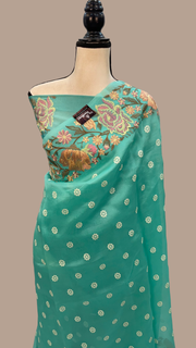 Pure Organza Chikankari Handloom Banarasi Saree - The Handlooms