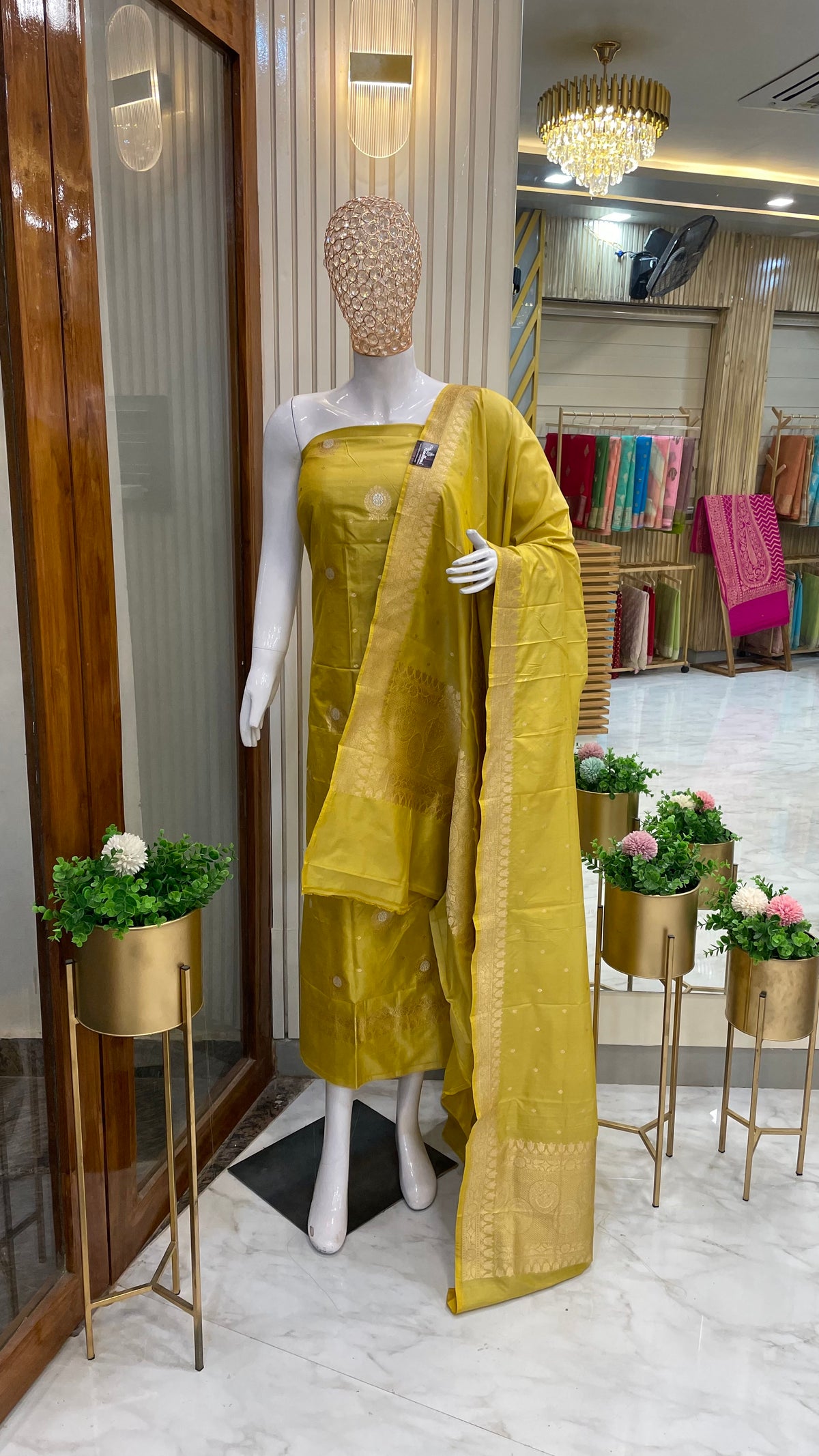 Pure Katan Silk Handlooms Banarasi Dress Material All Over Sona Roopa ...