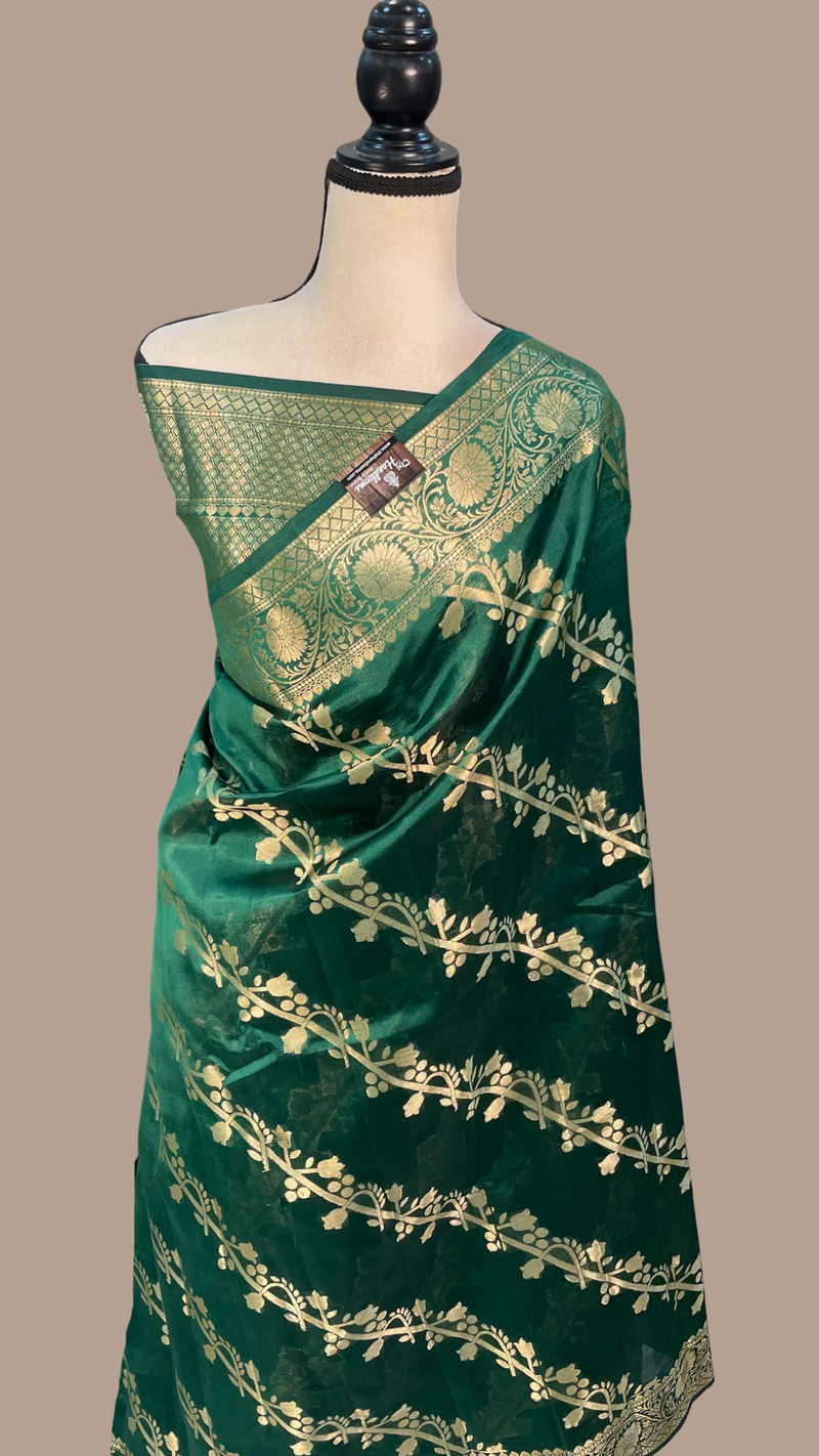 Pure Dupion Silk Banarasi Saree - Gold Zari - The Handlooms