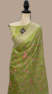 Tussar Silk Handloom Banarasi Saree With Chikankari - The Handlooms
