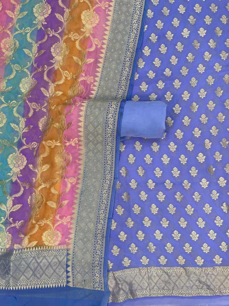 Pure Khaddi Georgette Banarasi Dress material - The Handlooms
