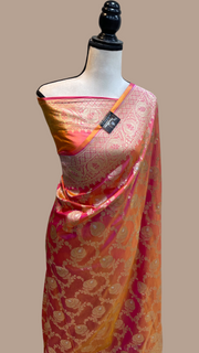 Pure Katan Silk Banarasi Handloom Saree - All over Sona Roopa Jaal work - The Handlooms