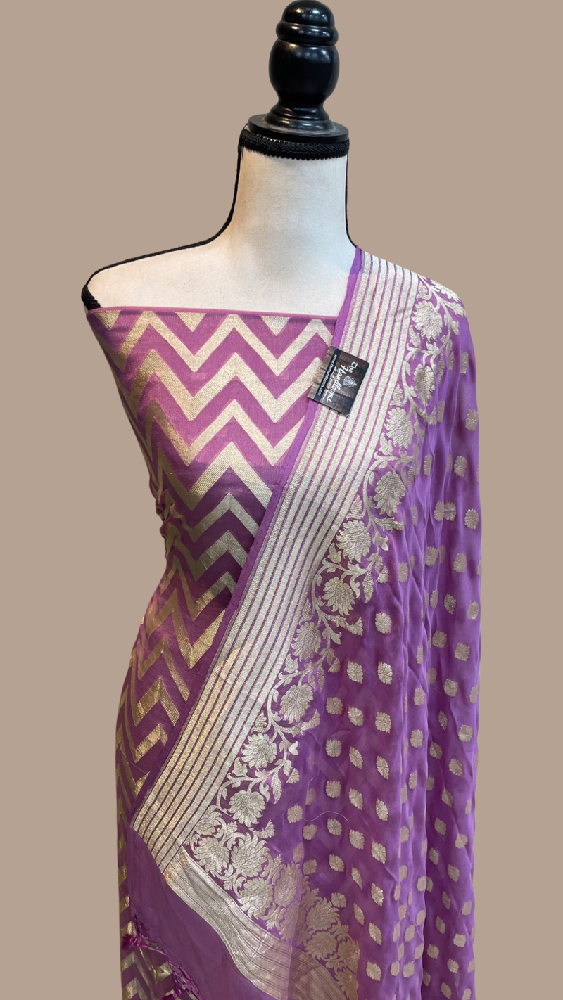 Pure Khaddi Georgette Banarasi Dress material - The Handlooms
