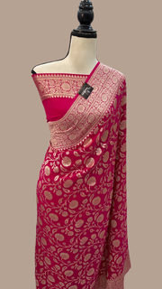 Khaddi Georgette Handloom Banarasi Saree - The Handlooms