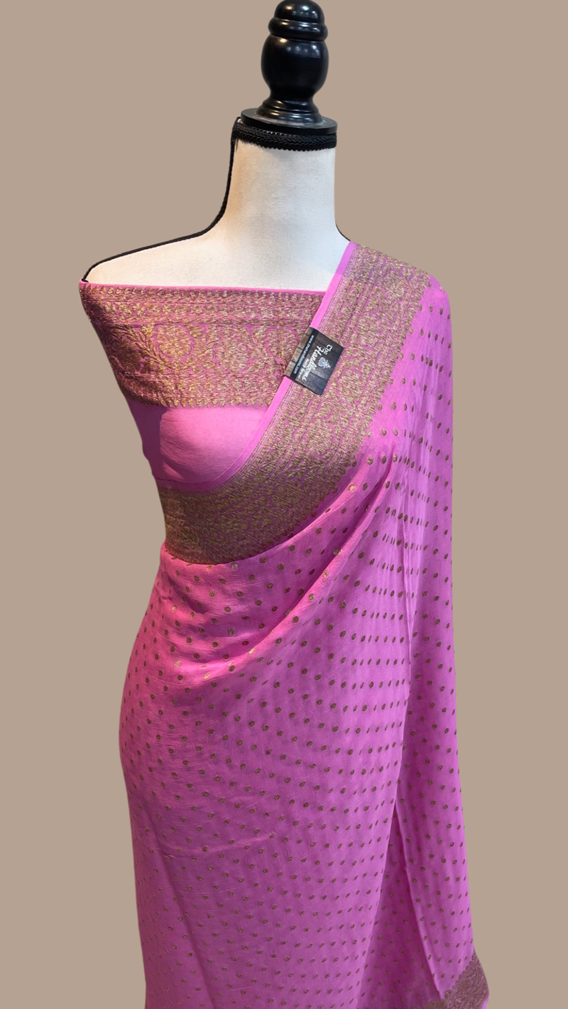 Khaddi Georgette Banarasi Saree -  Antique zari - The Handlooms