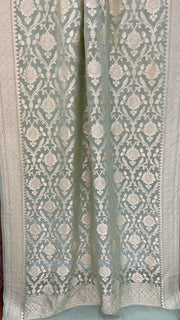 Pure Khaddi Georgette Dupatta - water zari - The Handlooms