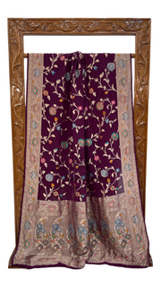 Khaddi Georgette Handloom Banarasi Saree - All over Jaal Work With Meenakari - The Handlooms