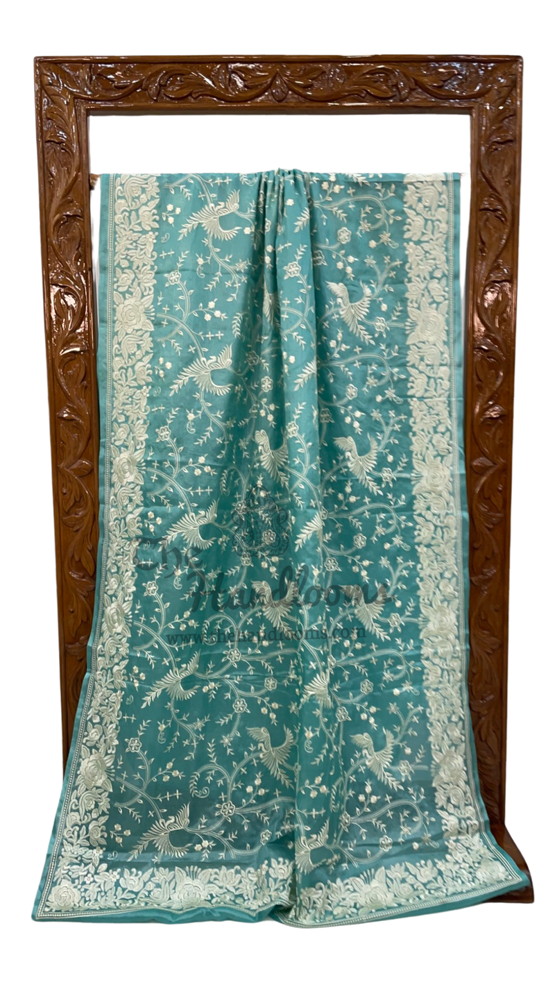 Tussar Silk Handloom Banarasi Saree With Chikankari - The Handlooms