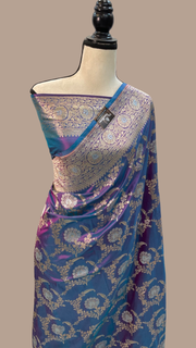 Pure Katan Silk Banarasi Handloom Saree - All over Sona Roopa Jaal work - The Handlooms