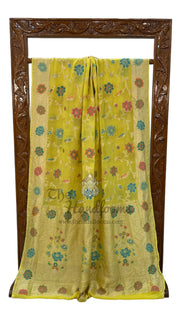 Khaddi Georgette Handloom Banarasi Saree - All over Jaal Work With Meenakari - The Handlooms