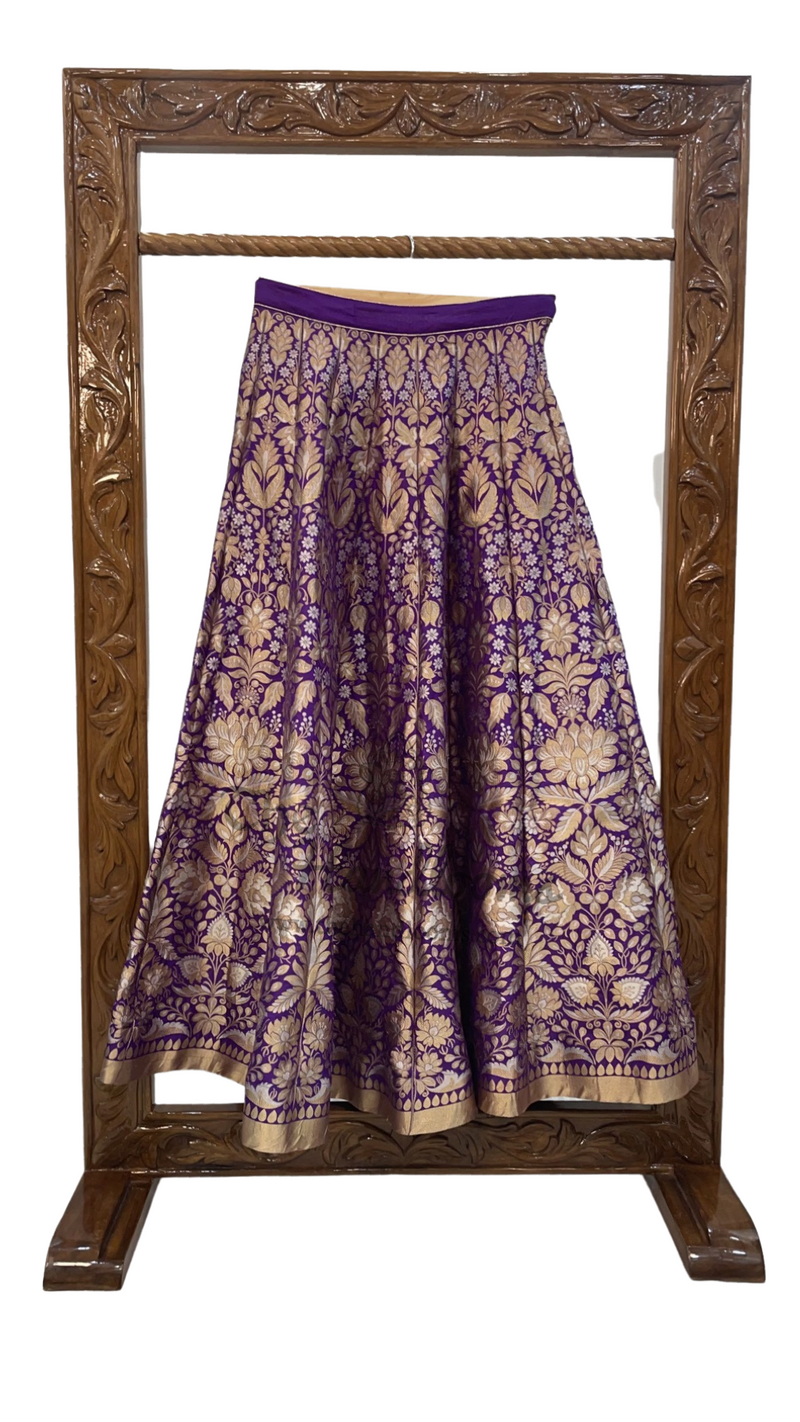 Pure Katan Silk Handloom Banarasi Lehenga All Over Sona Roopa Jaal Work With Stitched - The Handlooms