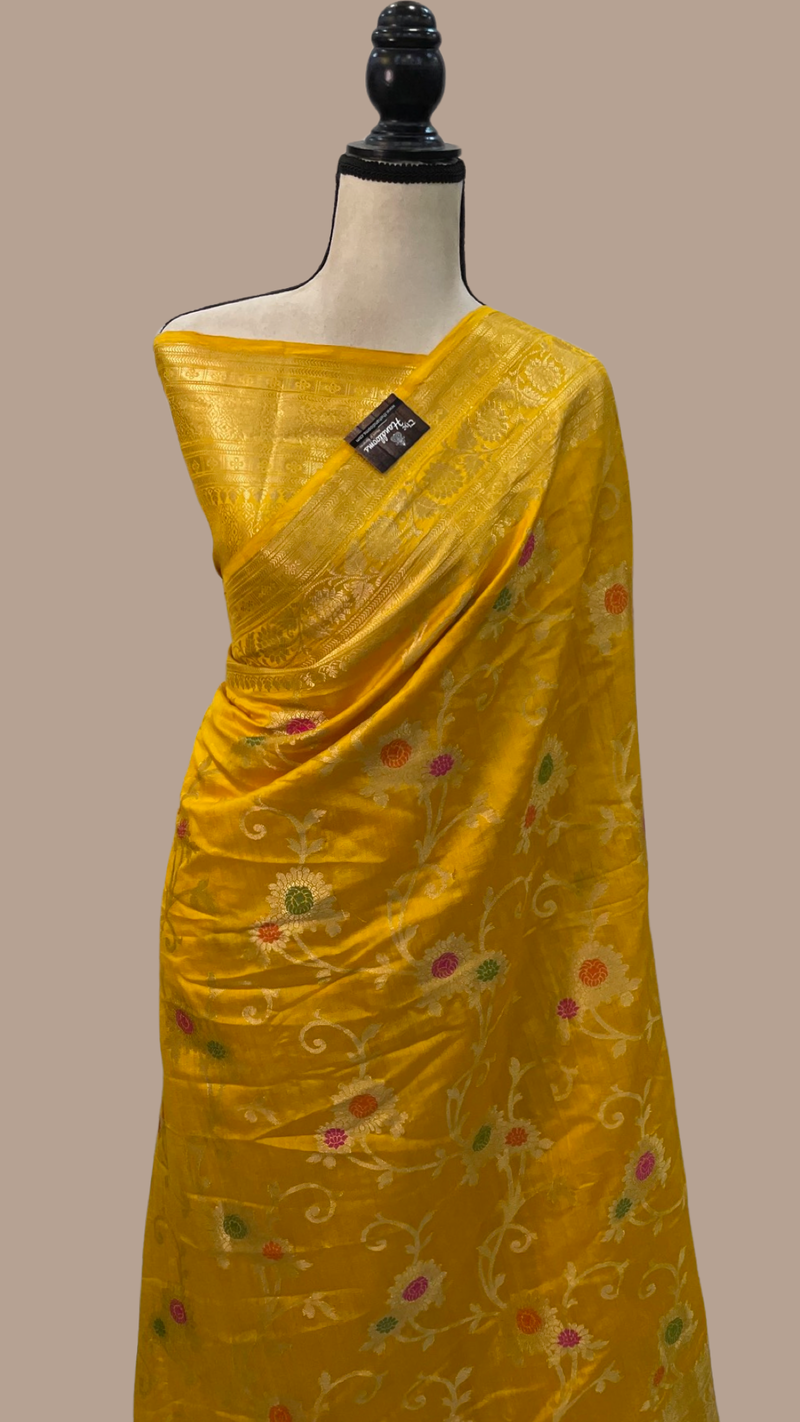Pure Dupion Silk Banarasi Saree - Gold Zari - The Handlooms