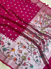 Pure Tussar Georgette Handloom Banarasi Saree - Tilfi - The Handlooms