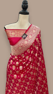 Pure Katan Silk Banarasi Handloom Saree - All over Jaal work - The Handlooms