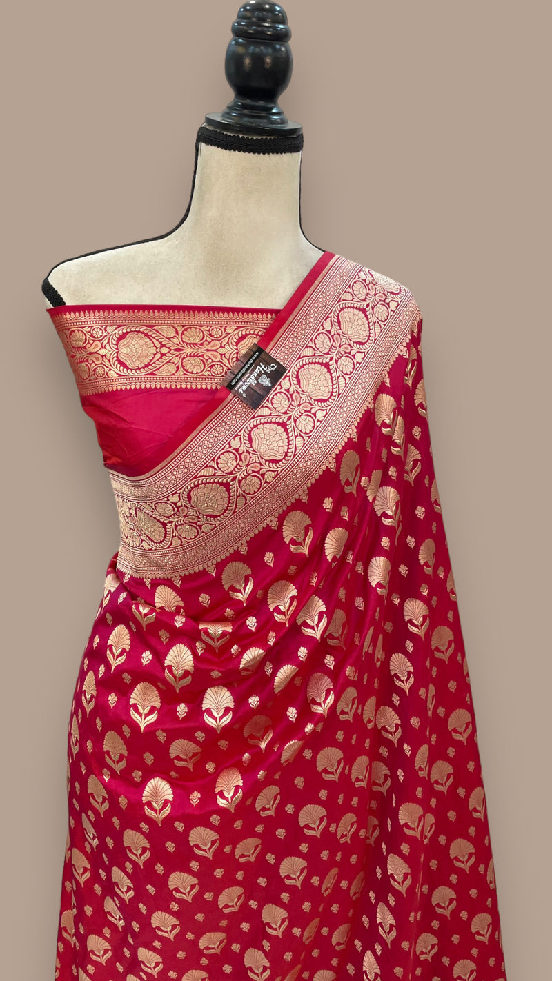 Pure Katan Silk Banarasi Handloom Saree - All over Jaal work - The Handlooms