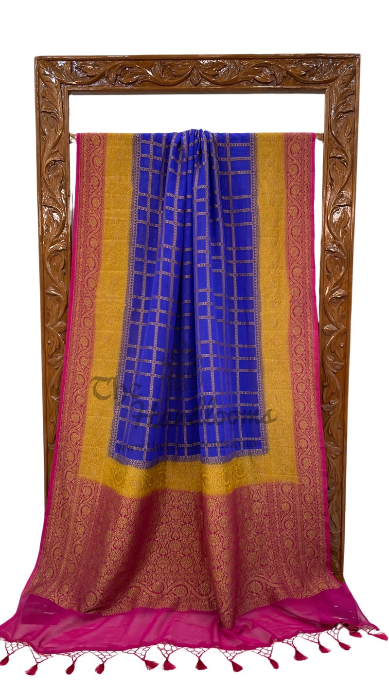 Khaddi Georgette Banarasi Saree -  Antique zari - The Handlooms