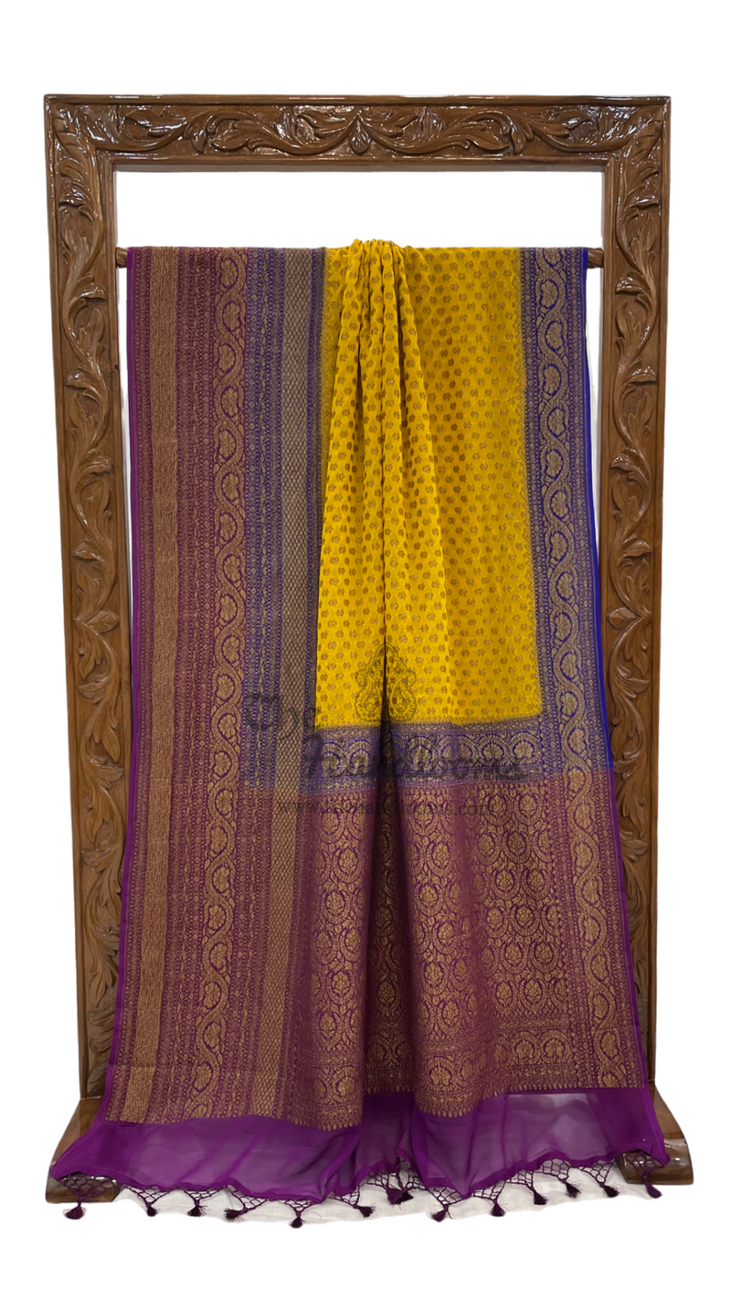 Khaddi Georgette Banarasi Saree -  Antique zari - The Handlooms