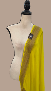 Pure Khaddi Georgette Dupatta - Antique zari - The Handlooms